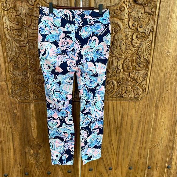 Lilly Pulitzer Kelly high-rise skinny ankle pants high tide navy holy 0 - Picture 3 of 4